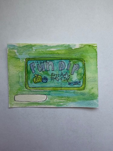ACEO Original Watercolor Painting 2.5 x 3.5 inch Candy Retro Whimsy