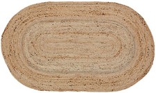 20"x30" Natural Braided Area Rug Unbleached Jute Tan Oval Rustic Primitive Floor