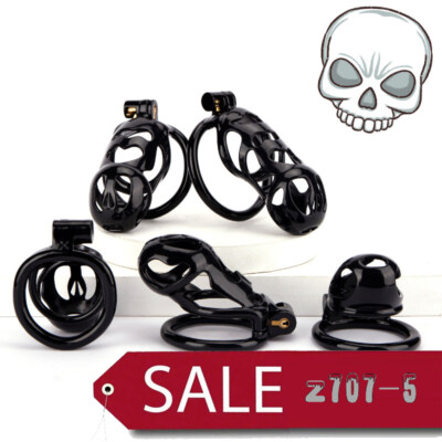 Ghost Design and 3D Printed Black Chastity Cage Ring with Anti-off Lock for Male