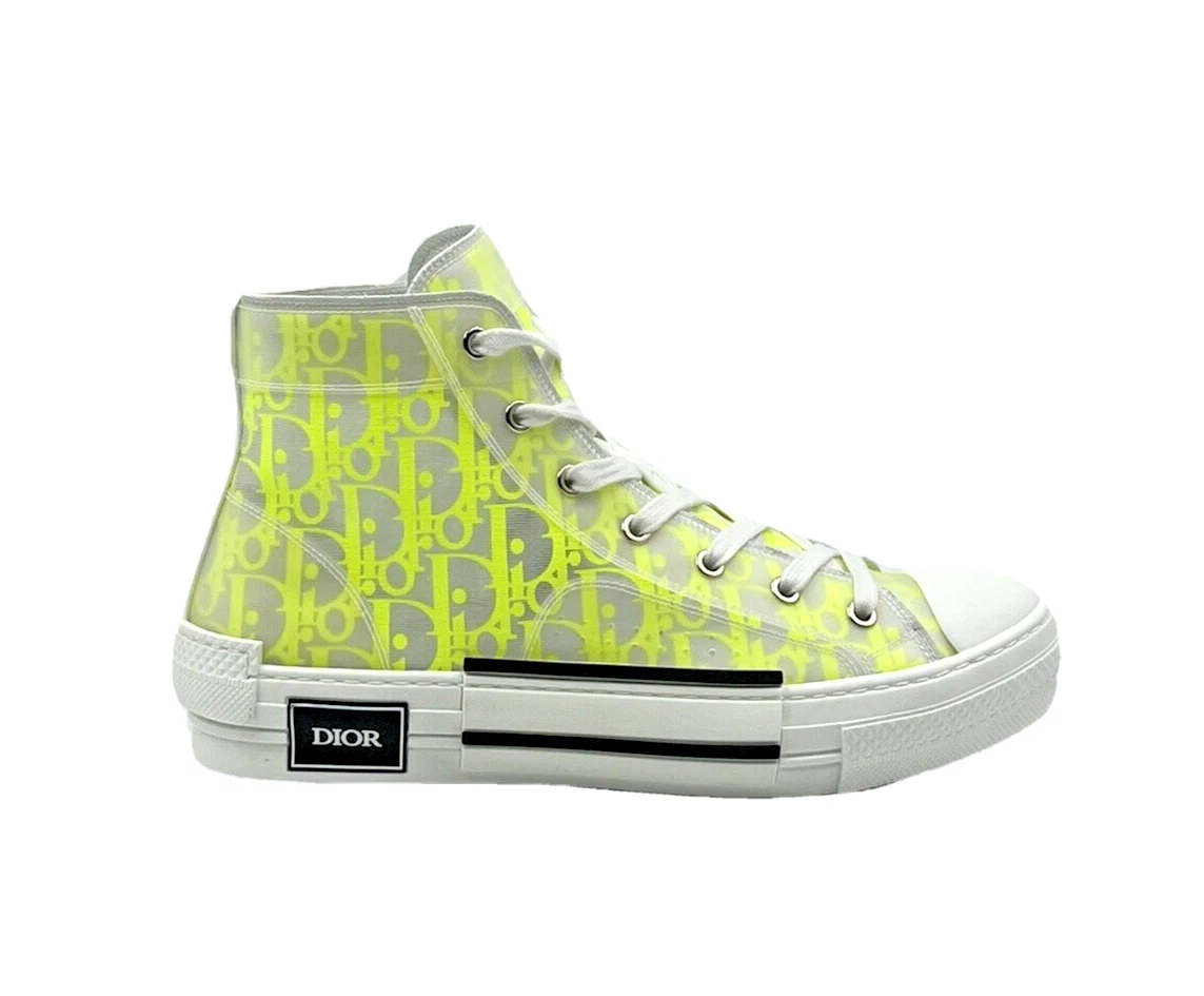 DIOR B23 White Yellow Oblique high top sneakers eBay