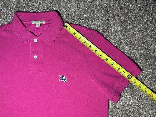 Burberry BRIT Men’s Polo Shirt S/S Solid Bright Pink Cotton Regular Fit Size M - Picture 16 of 18