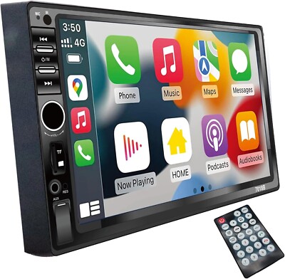 7'' Double Car Stereo MP5 Touch Screen Bluetooth Apple Carplay Android Auto GPS