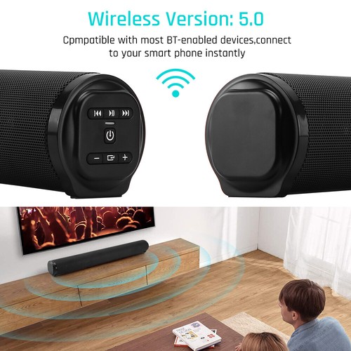 Powerful Sound Bar Wireless Bluetooth 5.0 40W Subwoofer 4 Speaker For TV Theater - Picture 8 of 12