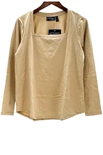 Attitudes by Renee Washed Cotton Long Sleeve Top Sandy Beach