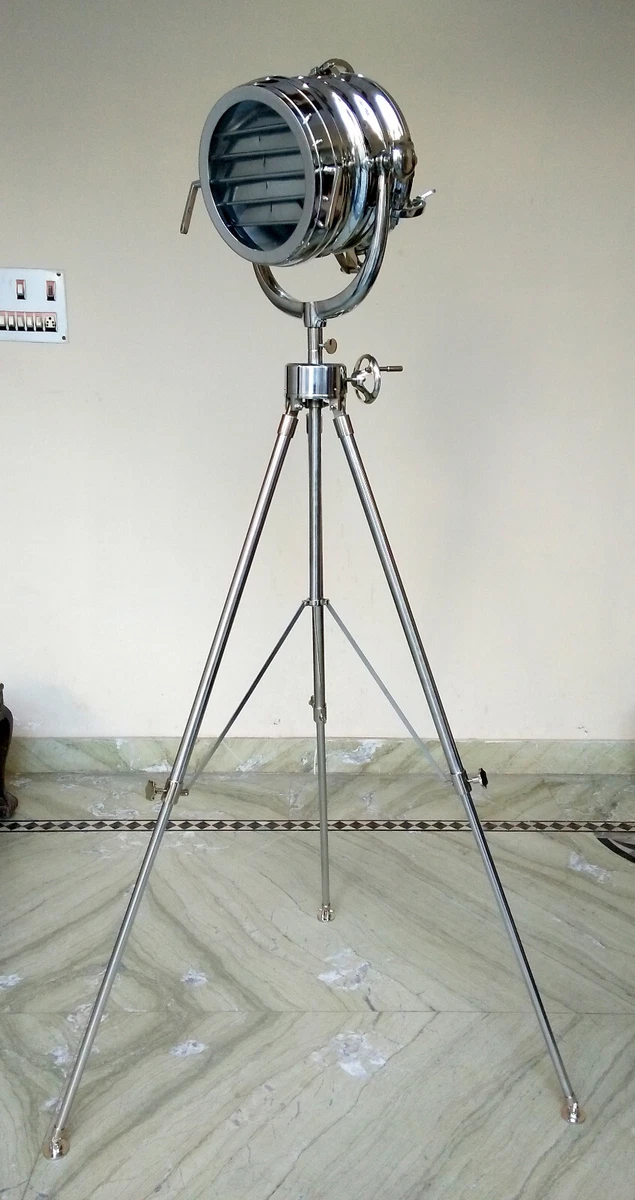 Hollywood Spotlight Floor lamp Tripod Stainless Chrome Spot Light