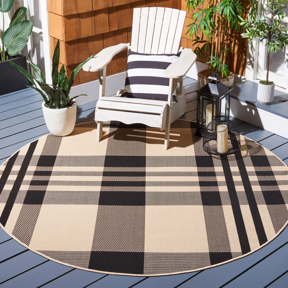 SAFAVIEH Indoor Outdoor CY6201-216 Courtyard Black / Bone Rug - Image 2 of 4