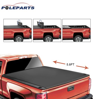 5 7 5 8ft 4 Fold Black Truck Bed Tonneau Cover Fit 09 18 Dodge Ram W O Ram Box Ebay