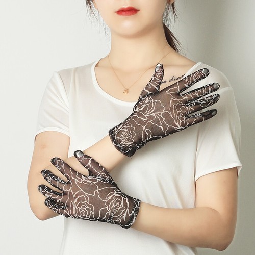 100% Mulberry Silk Sun Protective Gloves Silk Sheer Finger Gloves For Wedding - Picture 2 of 38
