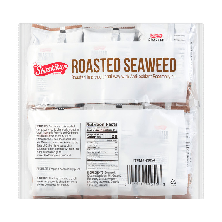 SHIRAKIKU Roasted Nori Seaweed with Antioxidants Rosemary Oil, Non-GMO, 12 Packs