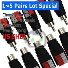 Speaker Wire cable to Audio Male RCA Connector Adapter Jack Plug Lot