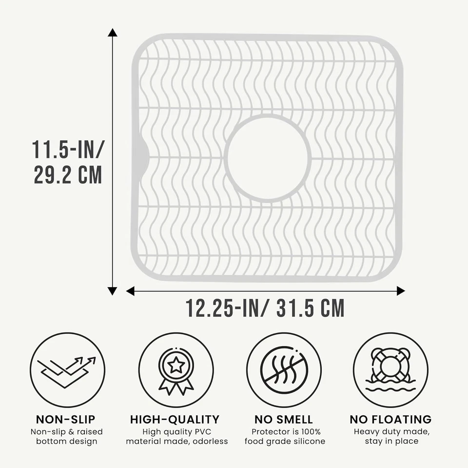 Decorrack 2 защитные пленки для кухонной раковины, белые 12 x 11 дюймов стойка для посуды, защитные - Изображение 3 из 4