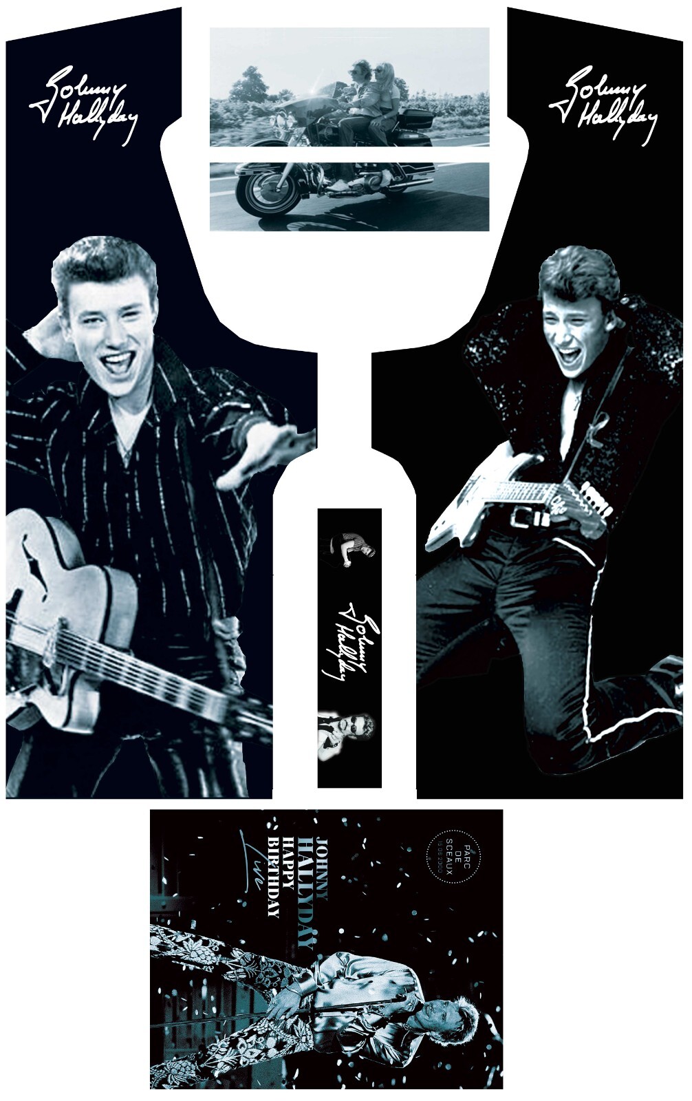 Stickers Johnny Hallyday borne d'arcade modèle 1 autocollant decoratif retro gaming
