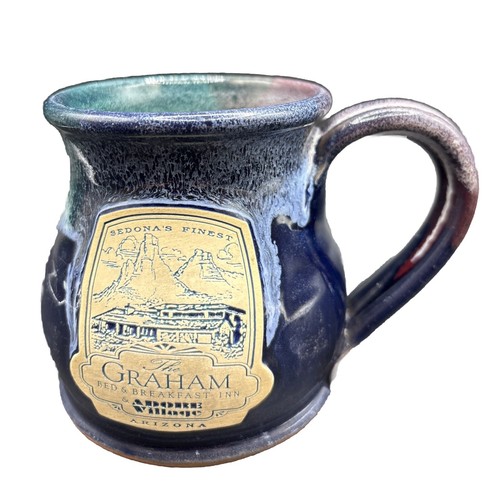 Deneen Pottery Graham Bed & Breakfast Coffee Mug Sedona Arizona Drip Glaze FLAW