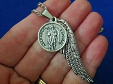 ARCHANGEL St RAPHAEL Saint Medal NECKLACE Pendant Angel Wing PRAYER G3 27" Chain