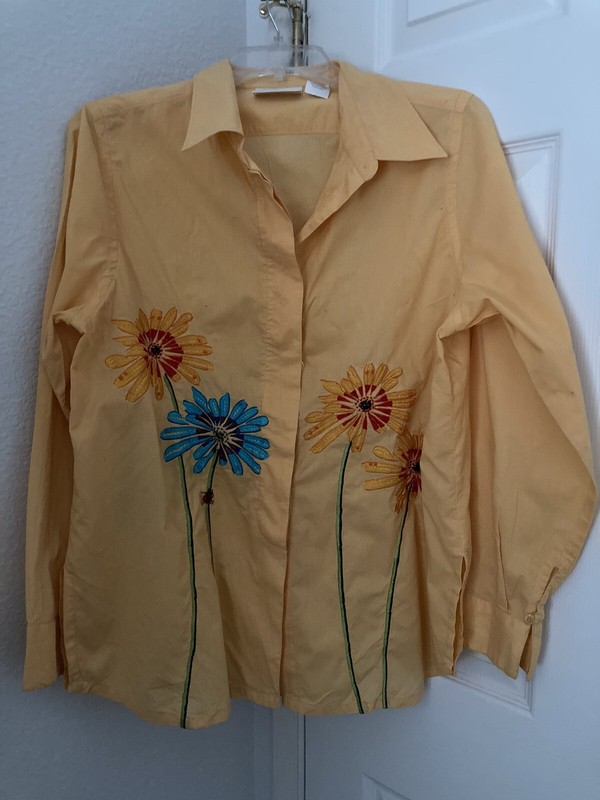 Michael Simon New York - Yellow Shirt With Embroidery- women’s Size M