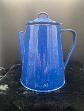 Blue Enamelware Speckled Coffee Percolator Camping/Stovetop