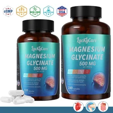 Magnesium Glycinate 500mg-120/240 Capsules For Sleep Stress Relief Support Bone