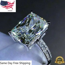Gorgeous 925 Silver Filled Wedding Ring Women Jewelry Cubic Zircon Ring Sz 6-10