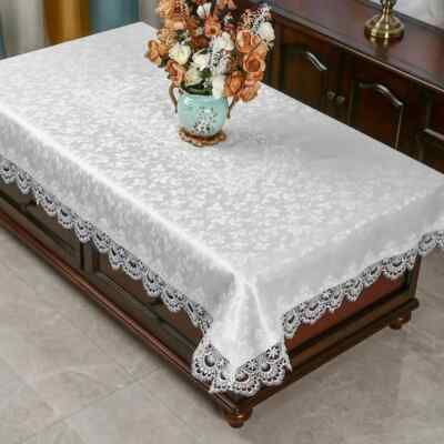 Dining Table Cloth Round Beige Luxury Embroidery Lace Placemat Table Cover Towel