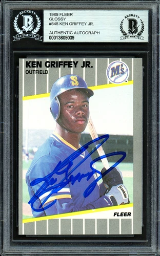 Ken Griffey Jr. Autographed 1989 Fleer Glossy RC Mariners Beckett 13609039