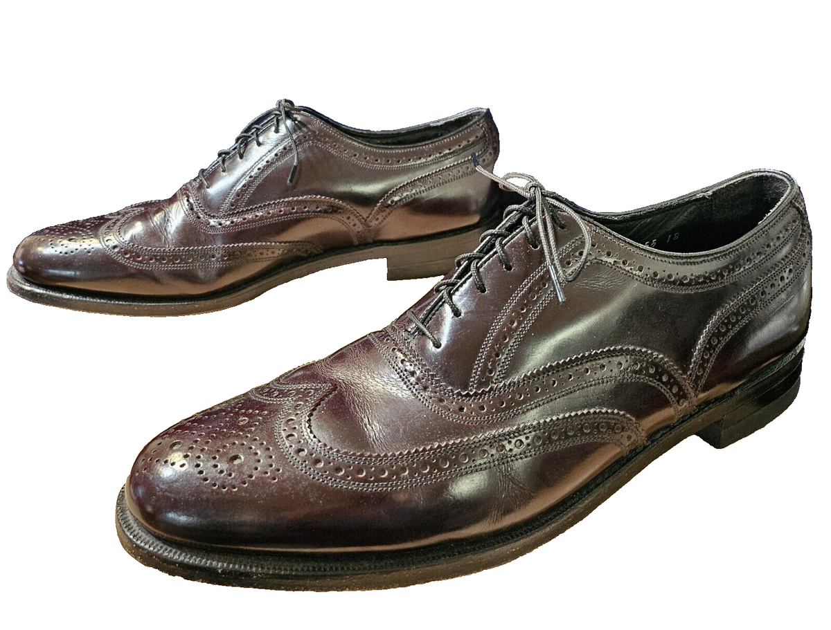Florsheim Mens Imperial Wingtip Oxford Shoes Oxblood Leather Brogue size 10  D