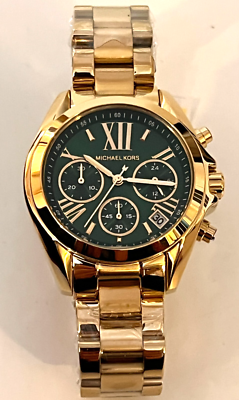 MICHAEL KORS MK7257 Mini Bradshaw Gold-Tone Green Dial Women's