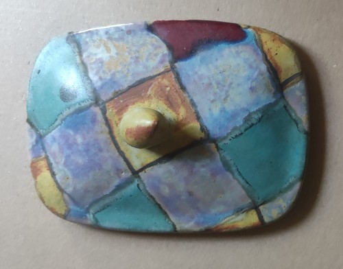 Dartington Pottery Petra Tilley Quilt Harlekin Butterdose Deckel B 12 cm L 16 cm