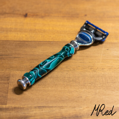 Edelharz Malachit Structure MRed Razor Compatible With Gillette Fusion Blade