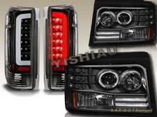 92-96 FORD BRONCO F-150/250/350 PROJECTOR HEADLIGHTS BLACK + TAIL LIGHTS NEW