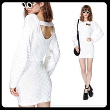 Nasty Gal White Zermatt Sweater Dress W Open Back  Sz. Small