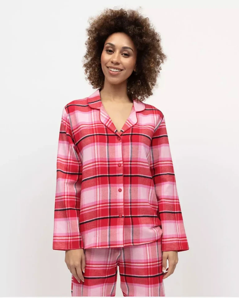 Cyberjammies Long Sleeve Brushed Cotton Pyjama Top  Red Check  Noelle  Size  12 - Image 2 of 4