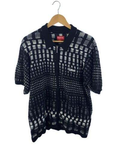 Supreme 23ss Gradient Grid zip up polo cardigan M cotton BLK | eBay