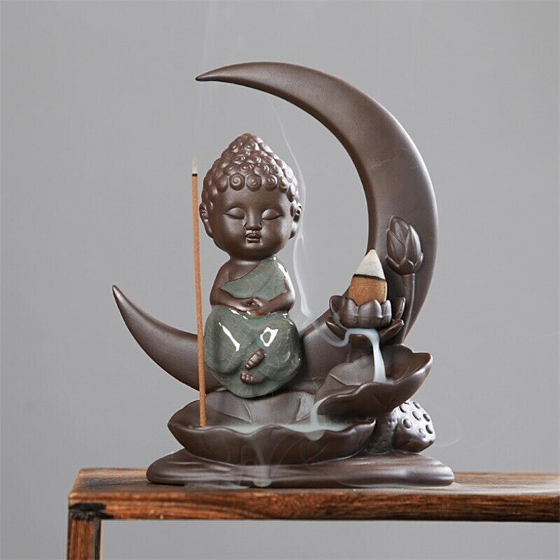 Fontana brucia incenso a cascata di fumo per coni riflusso Backflow Buddha
