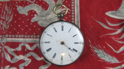 Montre Gousset Argent Massif 8 Rubis - Mécanique à Remontage Manuel, Style Classique Vintage