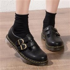 Ladies Flats Shoes Buckle Strap Mary Janes Women Shoes Round Toe Leather Oxfords