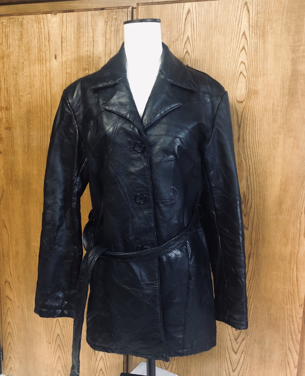 Vintage Womens Shell Patchwork Pigskin Black, Ful… - image 1