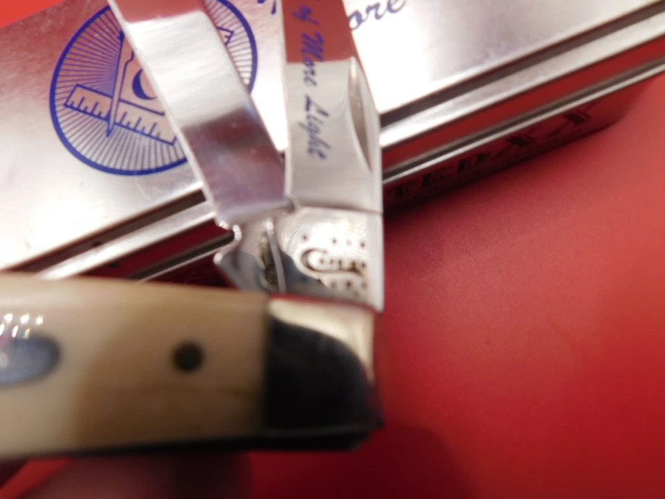 2019 Case Natural Bone Masonic Mini Trapper Knife 2 Blade NMIB 6207SS - Image 4 of 4