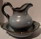 Vintage Frankoma Pottery Mini Pitcher & Bowl Set 40A & 40B Prairie Green 5" tall