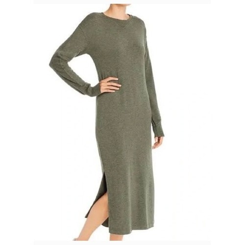 Rag & Bone Minimalist Midi Dress Size S Army Green Side Slit Long Sleeve