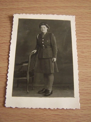 WW2 Military Woman in Uniform Vintage Photo Mary Whitey 1945