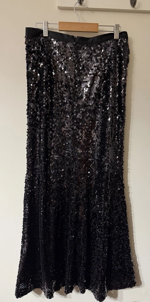 Maxi Falda Larga Jolie Lentejuelas Negras Carmen Marc Valvo Acampanada Sirena 8 Fiesta Foto 3 de 4