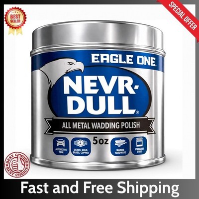 Eagle One Nevr Dull All Metal Wadding Polish, Chrome and Metal Cleaner, 5 oz Tin