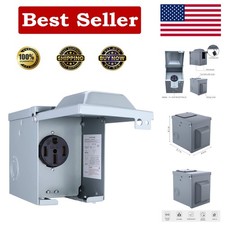Compact Lockable 50 Amp RV Power Outlet Box for Motorhome and Electric Vehicles