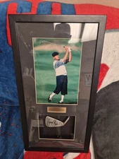 PAYNE STEWART SHADOW BOX W/ PHOTOGRAPH & SIGNED AUTOGRAPHED IRON CLUB HEAD
