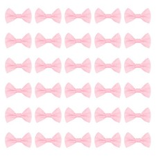 50Pcs Pink White Dot Polka Dot Ribbon Bow Ties 1.5"x1" Mini Bowknot