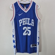 Nike NBA Ben Simmons 25 Jersey Mens Large 76ers Basketball Blue Embroidered