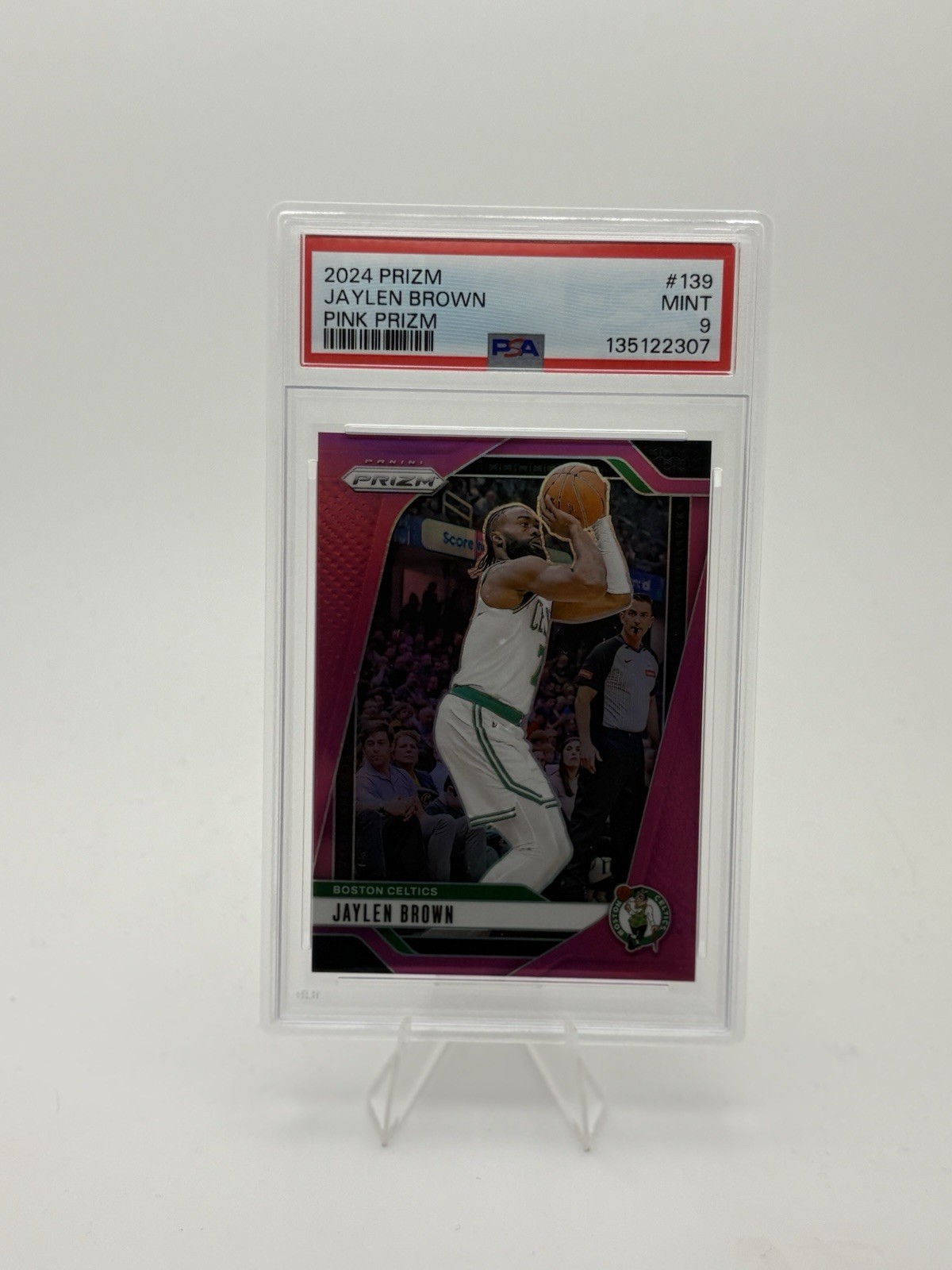Jaylen Brown 2024-25 Panini Prizm Pink Prizm /249 #139 Boston Celtics PSA 9