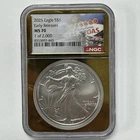 2025 $1 Silver Eagle NGC MS70 ER Vegas Gold Label