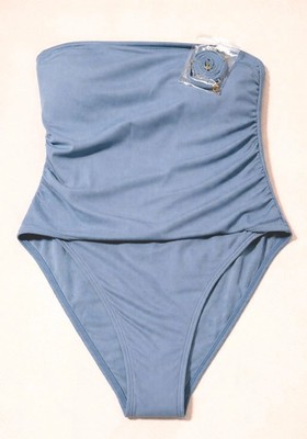 Shade & Shore Blue High Leg Cheeky One Piece Swimsuit XL Adjustable Strap