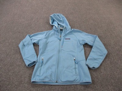Patagonia Jacket Women M Blue Tech Fleece Lined Hoody Hiking Outdoor 25940